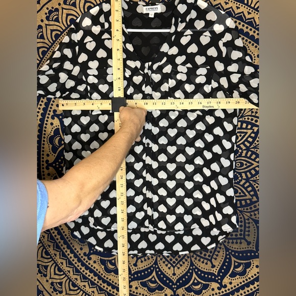 Express B&W Heart Button Down Shirt - Picture 3 of 3